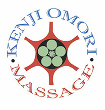 Kenji Omori Massage Chee logo with red star and green circles design